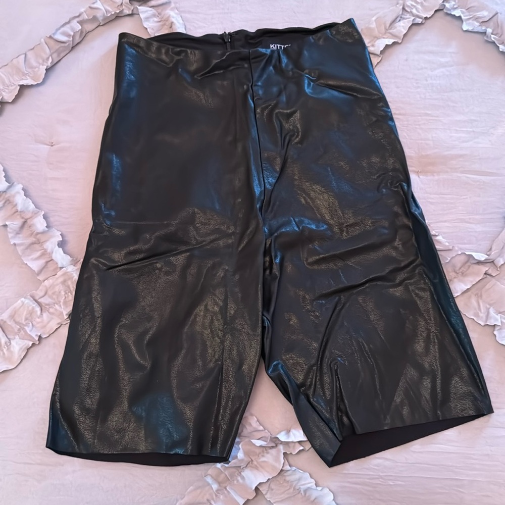 Kittenish Faux Leather Biker Shorts